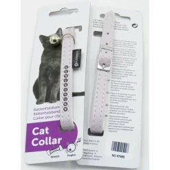 ANIMALLPARADISE - Collier 30 cm x 11 mm, rose clair avec strass et clochette pour chat