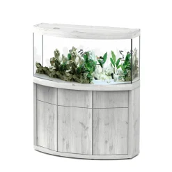 AQUATLANTIS - Meuble avec aquarium Sublime Horizon bois chêne blanc - 120,4x49x83 cm