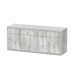 AQUATLANTIS - Meuble d'aquarium 4 portes Sublime Chêne Blanc L.200xP.60xH.83cm