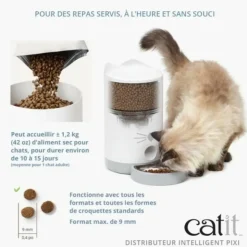 CAT IT - Catit - pixi distributeur de croquettes connecté pour chat - 1,2 kg (contrôlé par une application)
