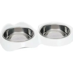 CAT IT - Gamelle pour chat - catit - pixi - 2 x 200ml - double - bols en acier inoxydable amovibles - blanc