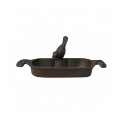 CHEMIN DE CAMPAGNE - Mangeoire à oiseaux abreuvoir jardin fonte marron 26cm