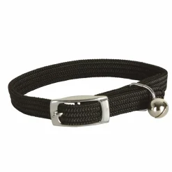 DOOGY FASHION - Collier nylon simple chromé chat noir