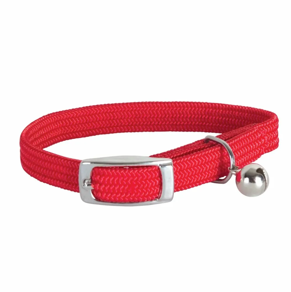 DOOGY FASHION - Collier nylon simple chromé chat rouge