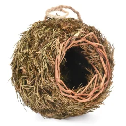 DOWNYPAWS - Cage à oiseaux en paille tissée à la main - maison d'oiseaux écologique créative, décoration de jardin respirante