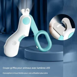 DOWNYPAWS - Coupe griffes professionnel pour chats et chiens, avec trou de coupe circulaire de 2mm et lumière led