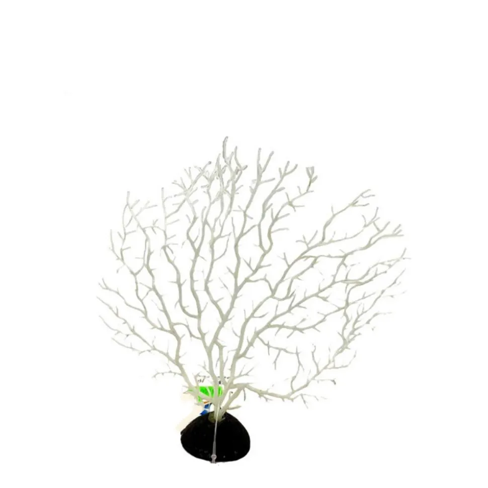 DOWNYPAWS - Décoration en corail et micro-plantes pour aquarium blanc