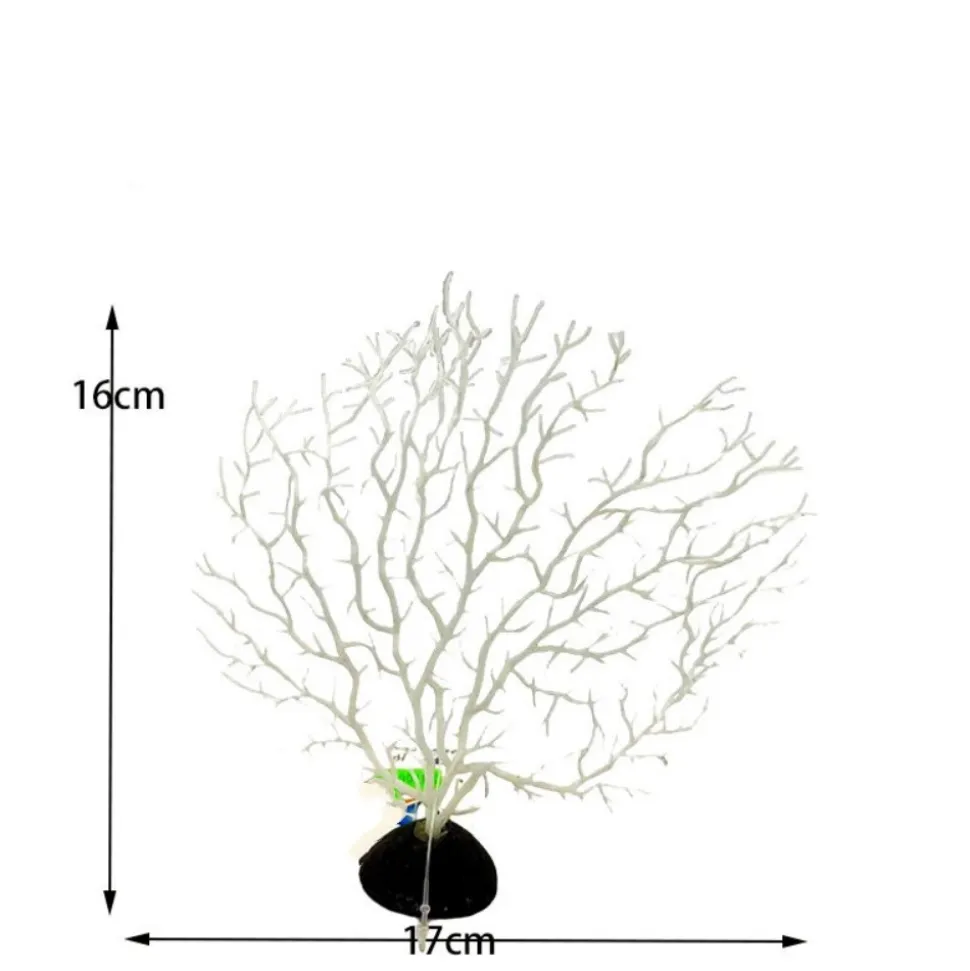DOWNYPAWS - Décoration en corail et micro-plantes pour aquarium blanc