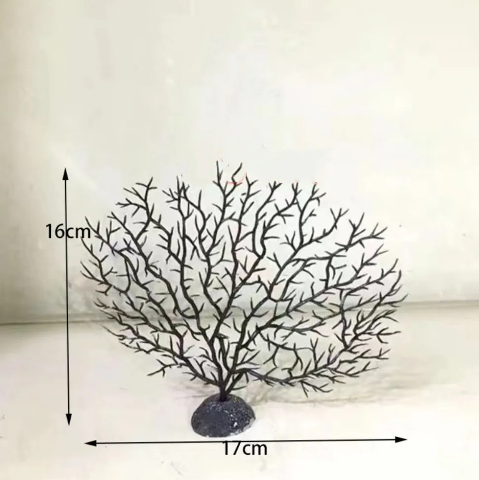DOWNYPAWS - Décoration en corail et micro-plantes pour aquarium noir