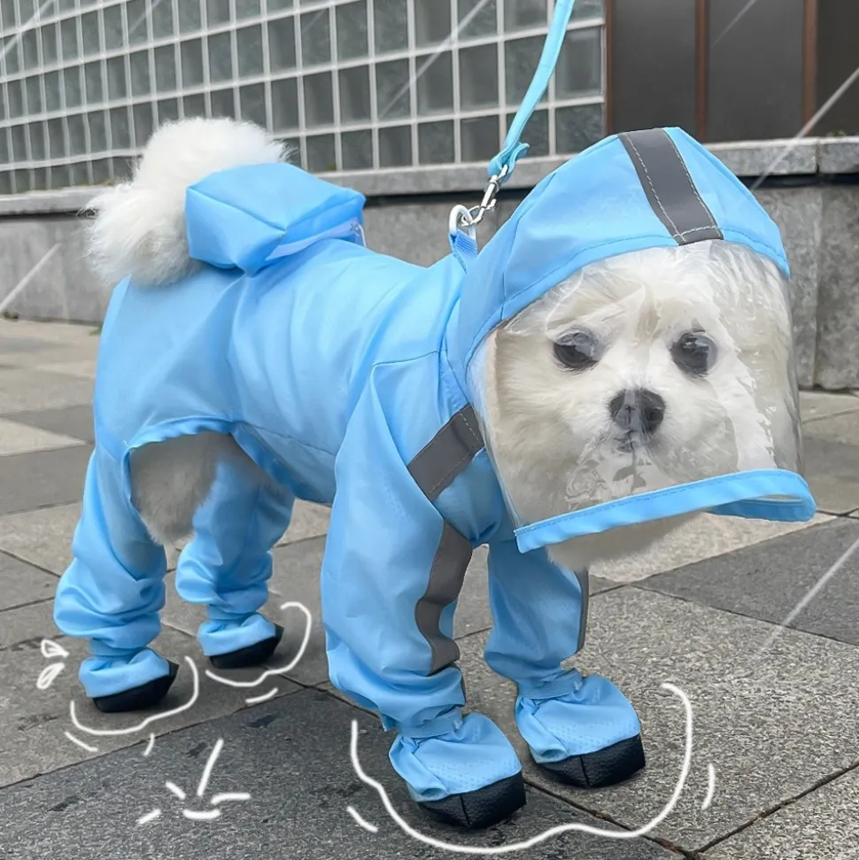 DOWNYPAWS - Imperméable pour chien avec sac de rangement-taille s : longueur du dos : 27 cm