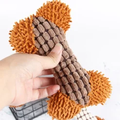 DOWNYPAWS - Jouet en peluche pour chiens en forme d'os-jouet à mâcher marron