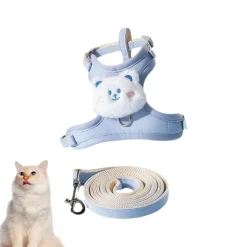 DOWNYPAWS - Laisse réglable pour chat - 1.2m, bleu
