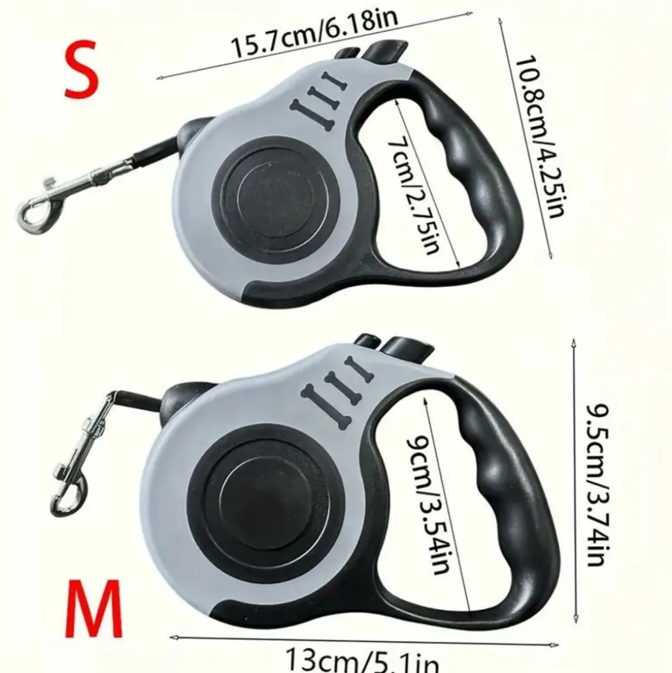 DOWNYPAWS - Laisse rétractable à double interrupteur, 5 m