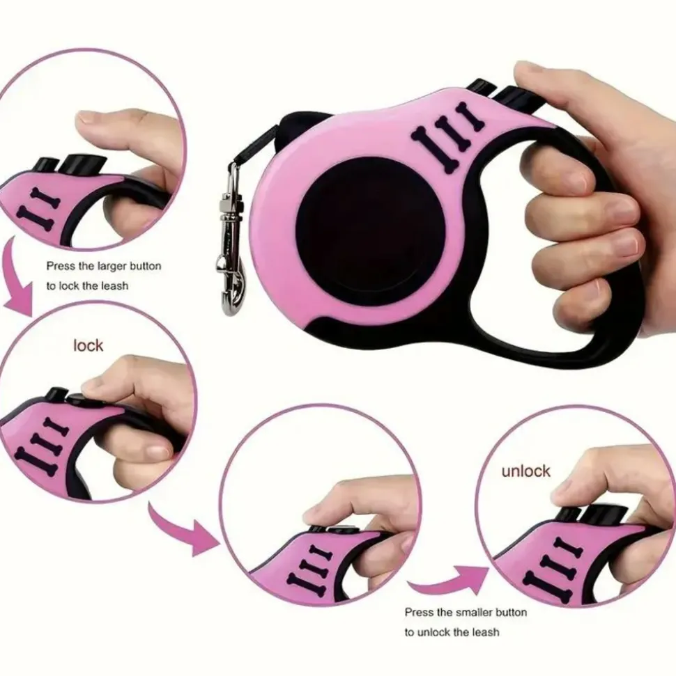 DOWNYPAWS - Laisse rétractable à double interrupteur, 5 m