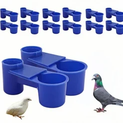 DOWNYPAWS - Lot de 12 abreuvoirs en plastique bleus pour oiseaux