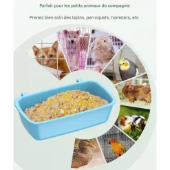 DOWNYPAWS - Lot de cages à oiseaux - plastique avec crochets, distributeur de nourriture et bols
