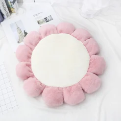 DOWNYPAWS - Tapis rond en fourrure de lapin douce - lit pour chat coussin pour chien tapis girly fleuri pour animaux de compagnie