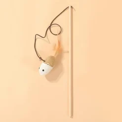 DTOPBUYAGE - Jouet plumes chat bâton bois interactive clochette
