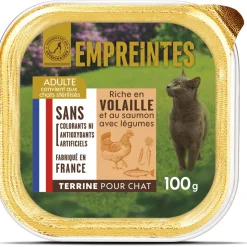 EMPREINTES - Terrine riche en volaille et au saumon avec légumes pour chat 100g