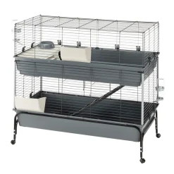 FERPLAST - Cage deux étages pour lapins rabbit 120 double, face avant ouvrable, support et accessoires inclus