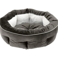 Ferplast couchage arrondi pour chiens et chats marquis 55, lit pour animaux, velours doux, lavable, ø 55 x 20 cm, gris