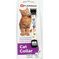 FLAMINGO - Collier réglable de 20 à 35 cm blanc avec motif souris pour chat