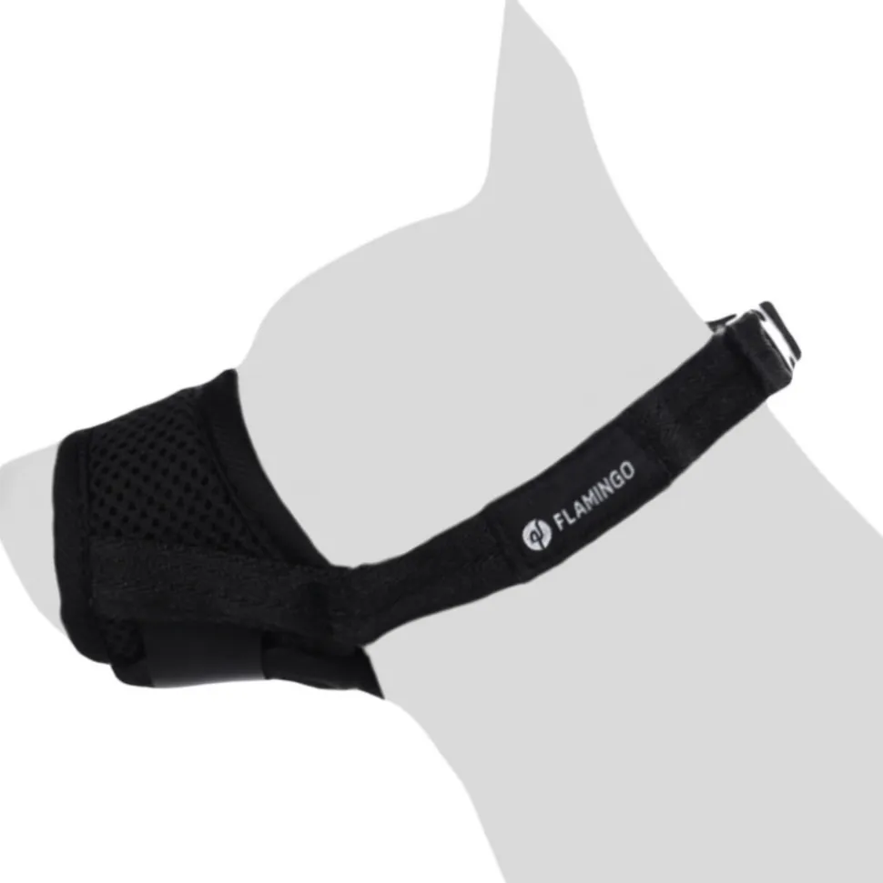 FLAMINGO - Muselière noir en nylon doux taille m pour chien