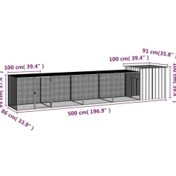 HELLOSHOP26 - Cage pour poules 500 x 91 x 100 cm acier galvanisé gris