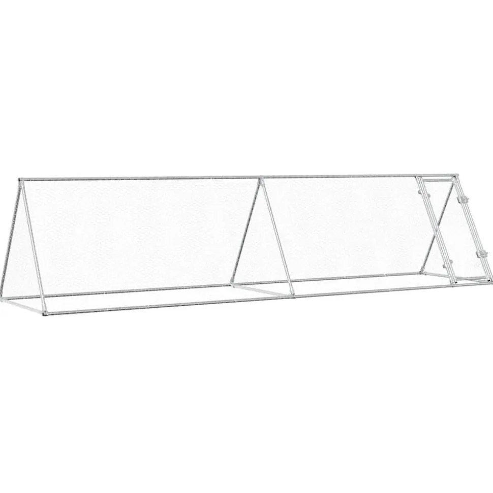 HELLOSHOP26 - Cage pour poules argenté 400 x 105 x 91 cm acier galvanisé argent