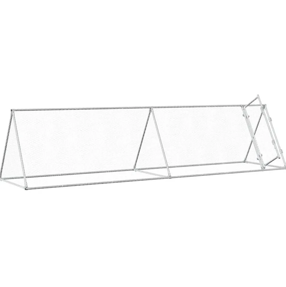 HELLOSHOP26 - Cage pour poules argenté 400 x 105 x 91 cm acier galvanisé argent