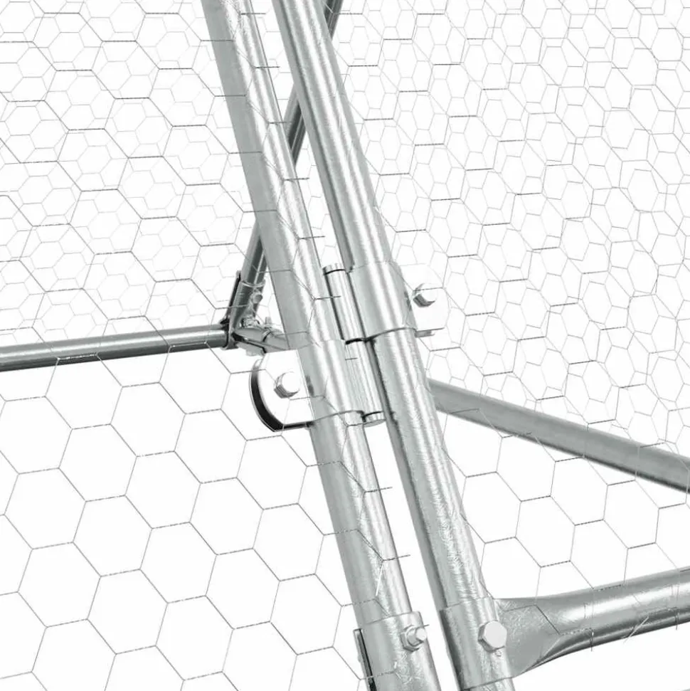 HELLOSHOP26 - Cage pour poules argenté 400 x 105 x 91 cm acier galvanisé argent