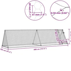 HELLOSHOP26 - Cage pour poules argenté 400 x 105 x 91 cm acier galvanisé argent