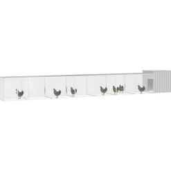 HELLOSHOP26 - Cage pour poules 700 x 91 x 100 cm acier galvanisé gris