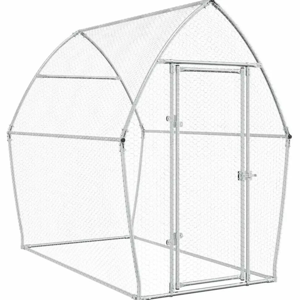 HELLOSHOP26 - Cage pour poules argenté 200 x 105 x 182 cm acier galvanisé argent