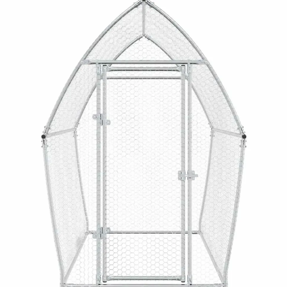 HELLOSHOP26 - Cage pour poules argenté 200 x 105 x 182 cm acier galvanisé argent