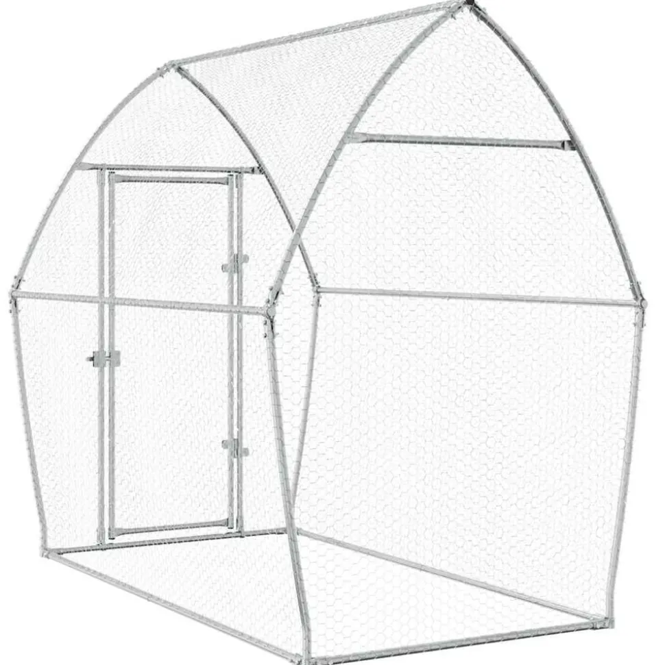HELLOSHOP26 - Cage pour poules argenté 200 x 105 x 182 cm acier galvanisé argent