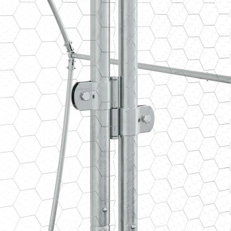 HELLOSHOP26 - Cage pour poules argenté 200 x 105 x 182 cm acier galvanisé argent