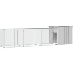 HELLOSHOP26 - Cage pour poules 400 x 91 x 100 cm acier galvanisé gris