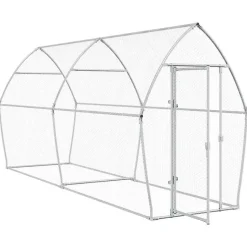 HELLOSHOP26 - Cage pour poules argenté 400 x 105 x 182 cm acier galvanisé argent