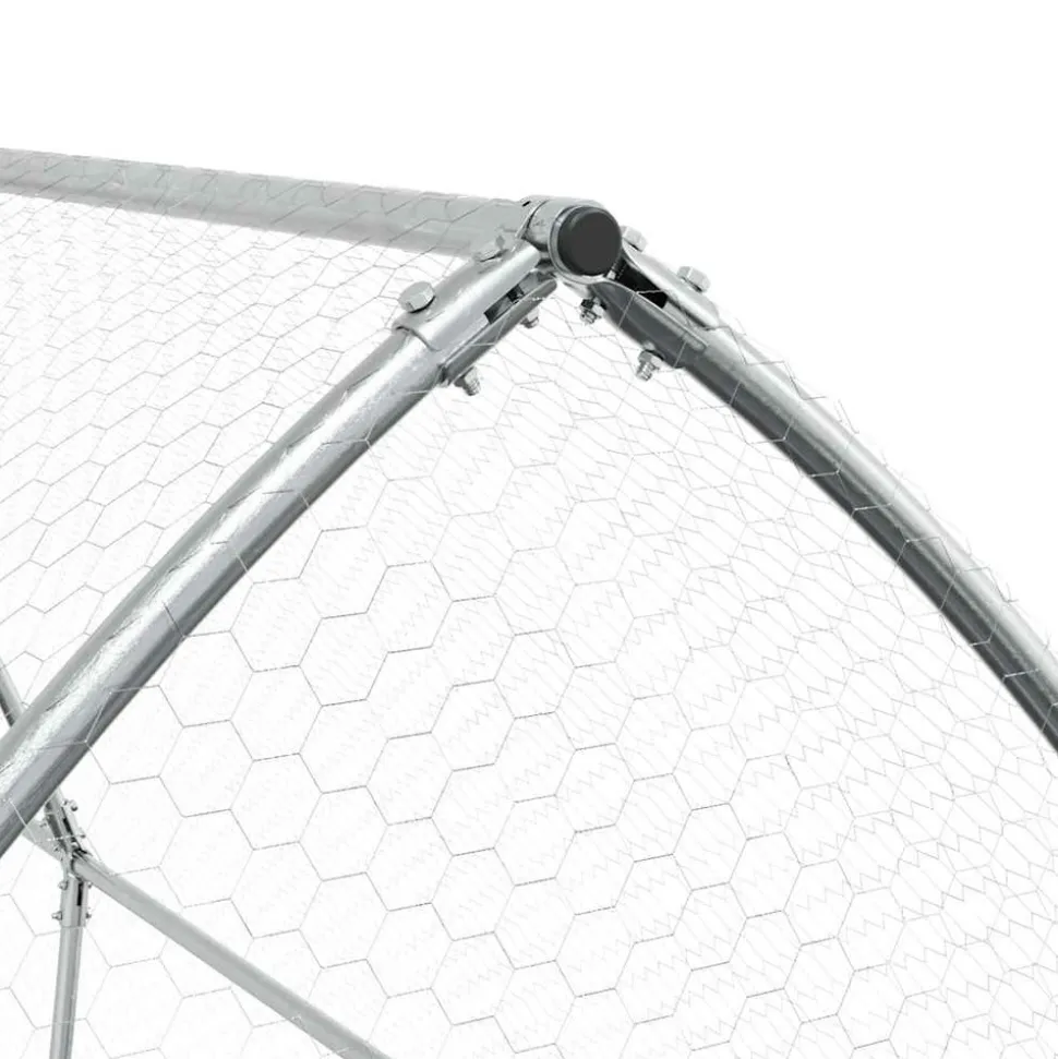 HELLOSHOP26 - Cage pour poules argenté 400 x 105 x 182 cm acier galvanisé argent
