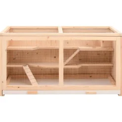 HELLOSHOP26 - Cage à hamster 89,5 x 45 x 45 cm bois massif de sapin marron