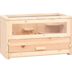 HELLOSHOP26 - Cage à hamster 60 x 30 x 35 cm bois massif de sapin marron