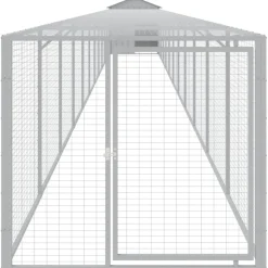 HELLOSHOP26 - Poulailler enclos cage poules avec cour clair 117 x 1221 x 123 cm acier galvanisé gris