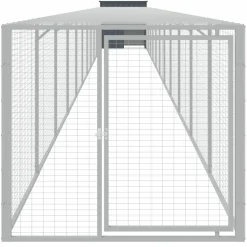 HELLOSHOP26 - Poulailler enclos cage poules avec cour 110 x 1221 x 110 cm acier galvanisé anthracite