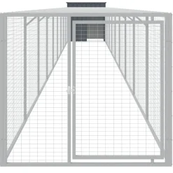HELLOSHOP26 - Poulailler enclos cage poules avec cour 110 x 1017 x 110 cm acier galvanisé anthracite
