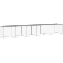 HELLOSHOP26 - Poulailler enclos cage poules avec toit clair 603 x 98 x 90 cm acier galvanisé gris