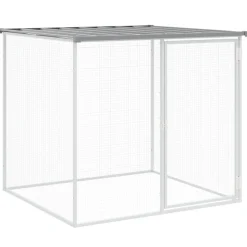 HELLOSHOP26 - Poulailler enclos cage poules avec toit clair 603 x 98 x 90 cm acier galvanisé gris