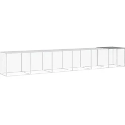 HELLOSHOP26 - Poulailler enclos cage poules avec toit clair 603 x 98 x 90 cm acier galvanisé gris
