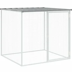HELLOSHOP26 - Poulailler enclos cage poules avec toit clair 103 x 98 x 90 cm acier galvanisé gris