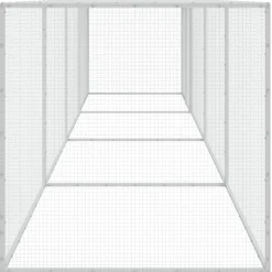 HELLOSHOP26 - Poulailler enclos cage poules avec toit clair 403 x 98 x 90 cm acier galvanisé gris